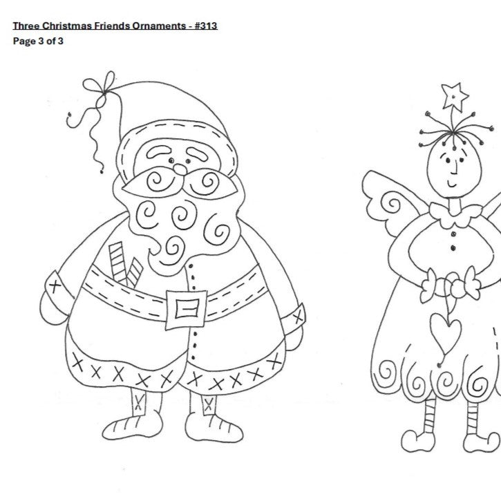 Three Winter Friends Ornaments - Hand Embroidery Pattern - Shipped