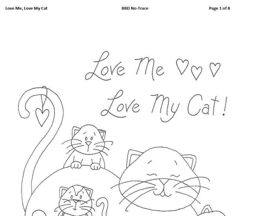 Love Me, Love My Cat RedWork Quilt - Hand Embroidery Pattern - Shipped