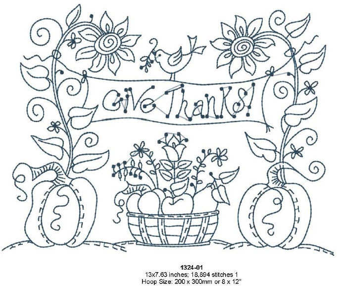 Give Thanks - Machine Embroidery Pattern - Download