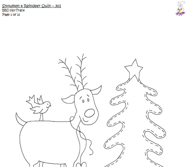 Snowmen & Reindeer Quilt - Hand Embroidery Pattern - Shipped