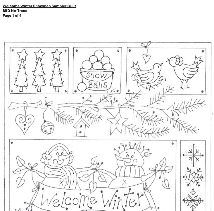 Welcome Winter Quilt - Hand Embroidery Pattern - Shipped