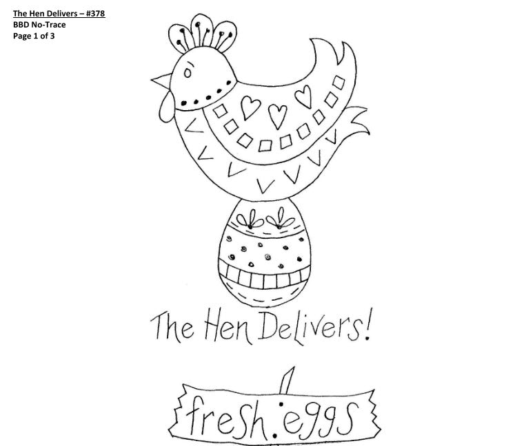 The Hen Delivers Tea Towels - Hand Embroidery Pattern - Shipped