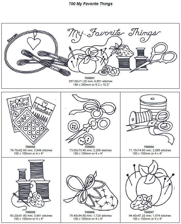 My Favorite Things Machine Embroidery Pattern Shipped