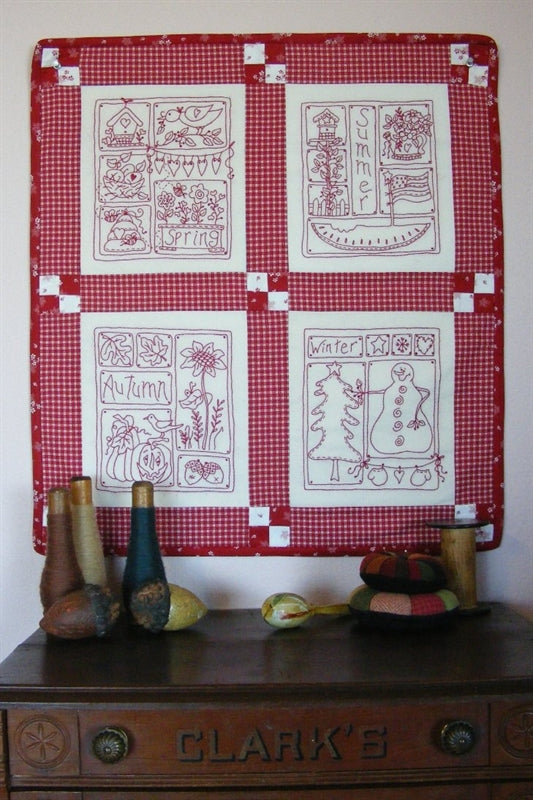 Seasonal Patchwork Sampler Quilt - Hand Embroidery Pattern - Shipped