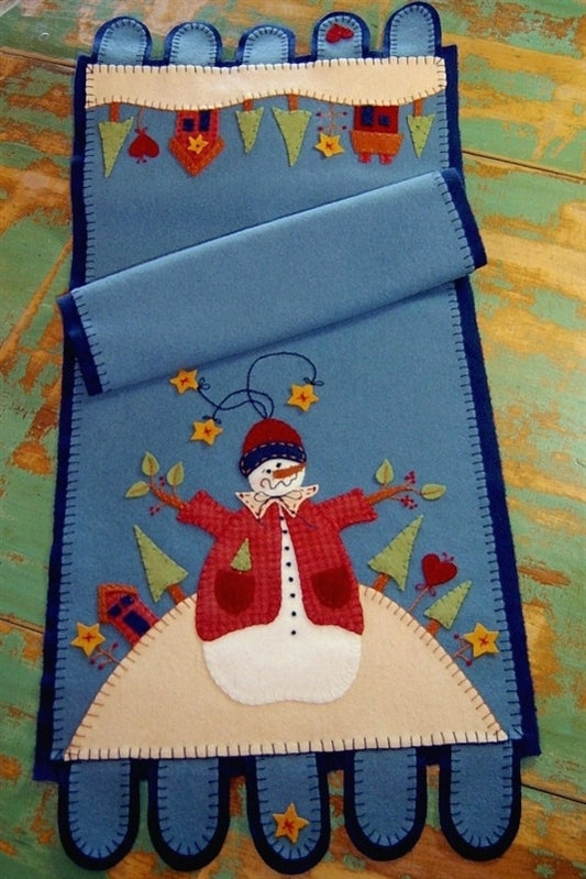 Snowman's Village Table Runner - Wool Applique Pattern