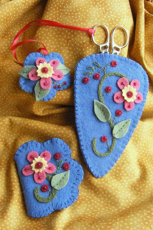 Coral Blossoms Needlework Set - Wool Applique Pattern - Shipped