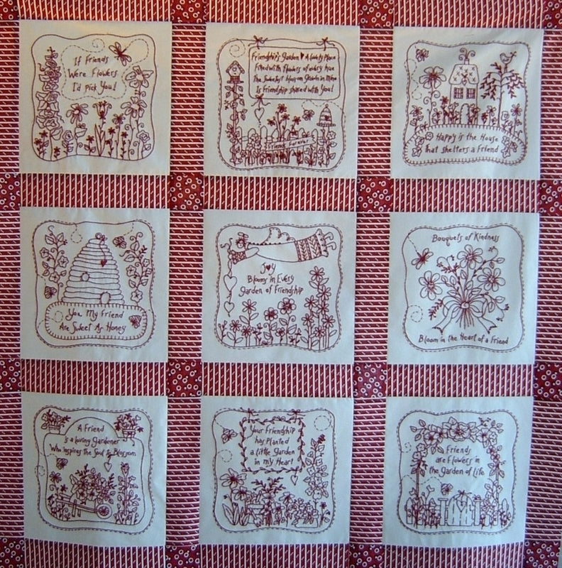 Friendship's Garden Quilt - Hand Embroidery Pattern - Shipped