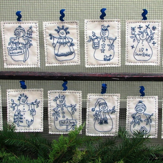 Snowmen by the Dozen - Hand Embroidery Pattern - Shipped