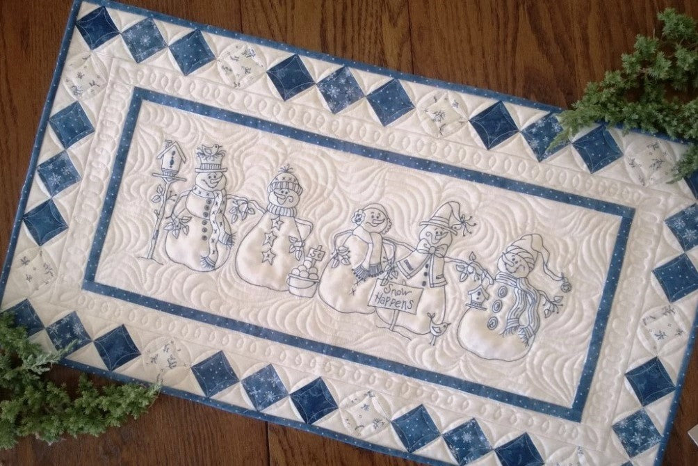 Snow Happens! Table Runner - Hand Embroidery Pattern - Shipped