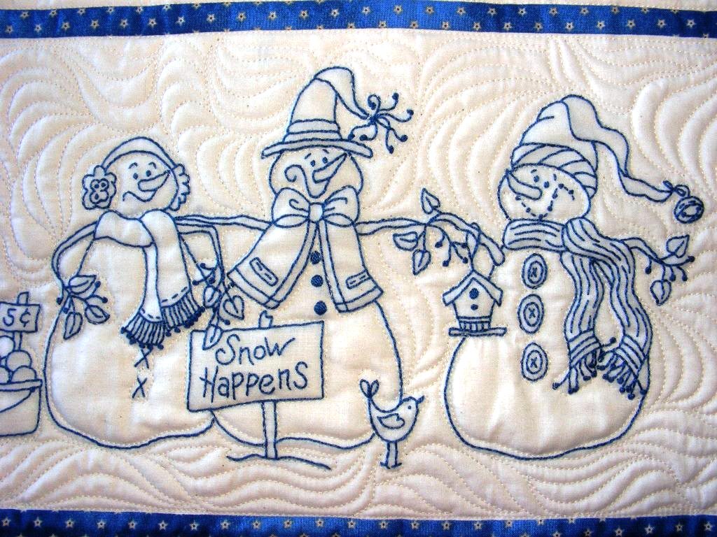 Snow Happens! Table Runner - Hand Embroidery Pattern - Shipped
