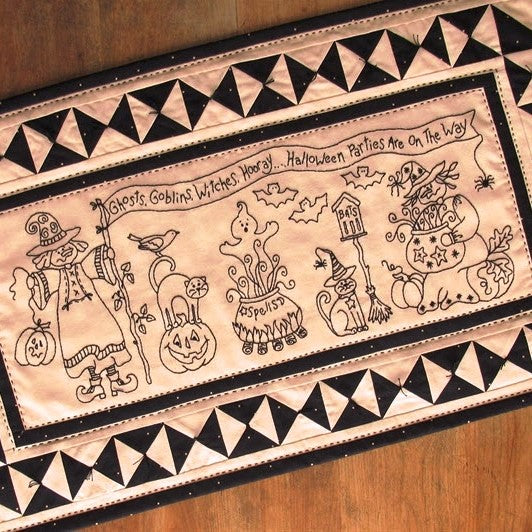Witches Hooray Table Runner - Hand Embroidery Pattern - Shipped