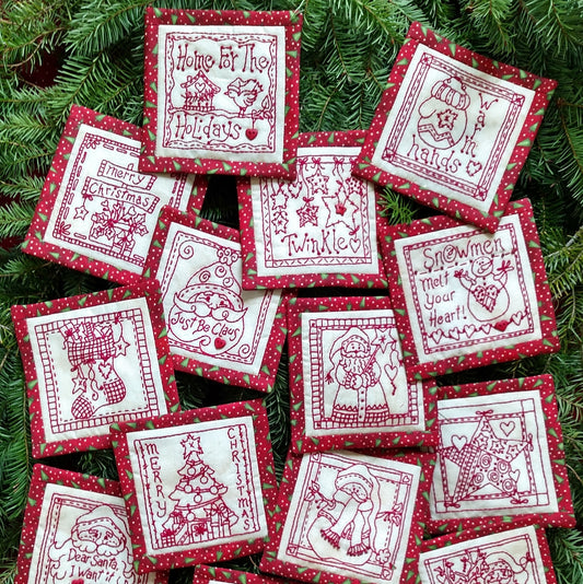 Classic Red & White Ornaments - Hand Embroidery Pattern - Shipped