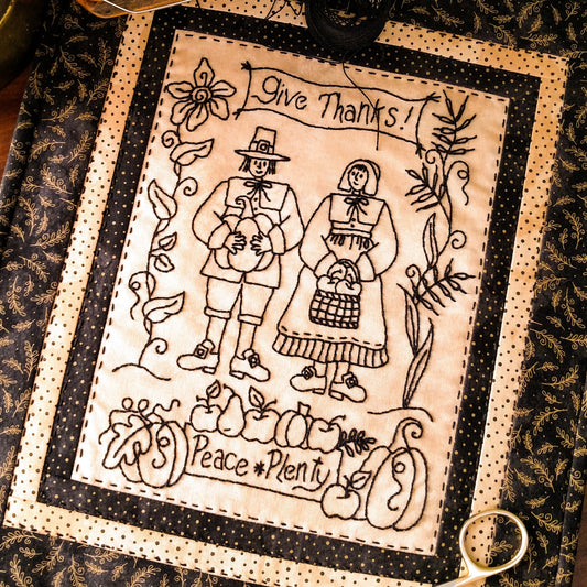 Give Thanks BlackWork - Hand Embroidery Pattern - Download