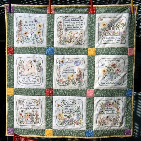 Friendship's Garden Quilt - Hand Embroidery Pattern - Shipped