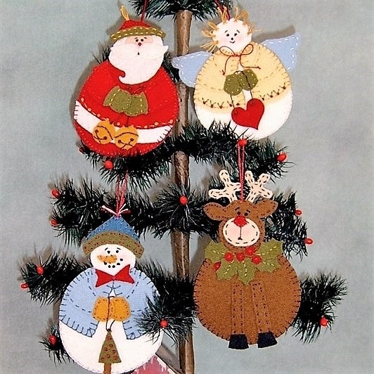 Roly-Poly Christmas Ornaments - Wool Applique Pattern - Shipped