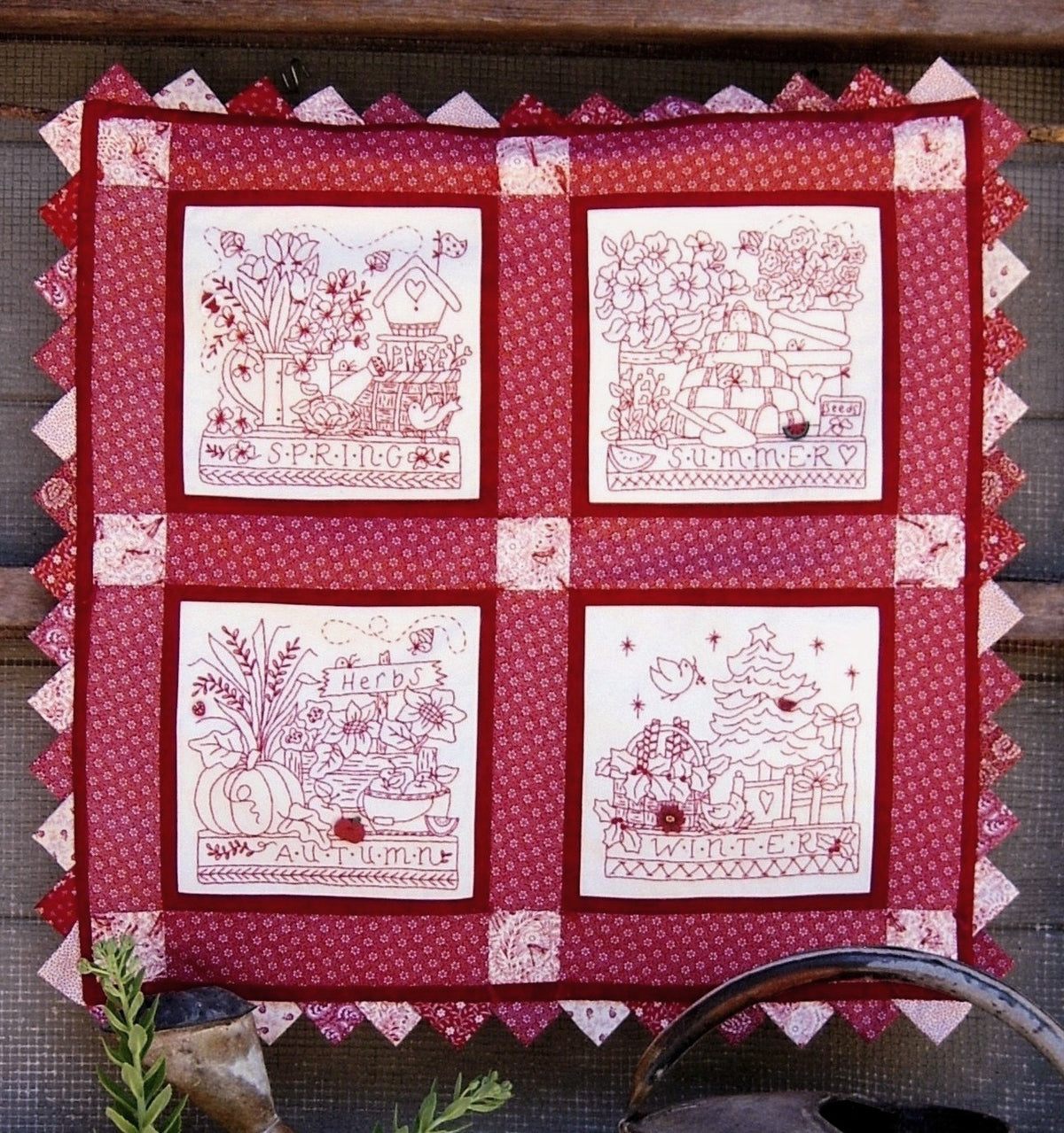 Four Seasons in the Garden - Hand Embroidery Pattern - Shipped