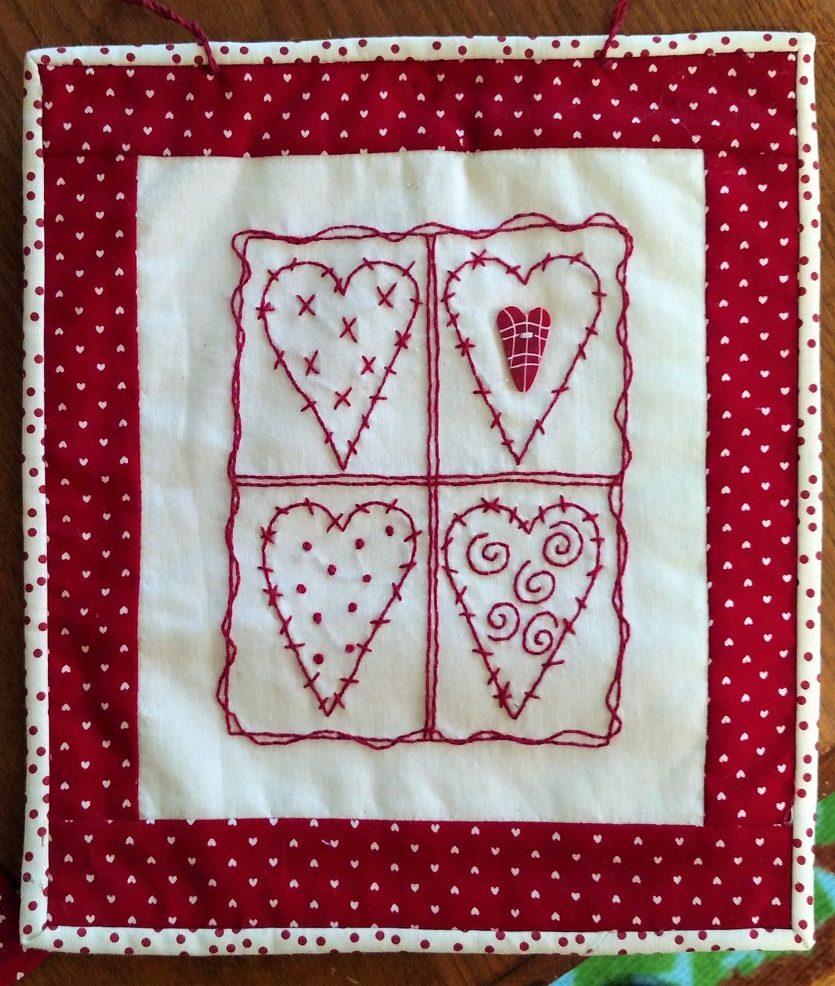 Patchwork Hearts - Hand Embroidery Pattern - Download