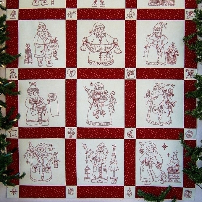 Here Comes Santa Quilt - Hand Embroidery Pattern - Shipped