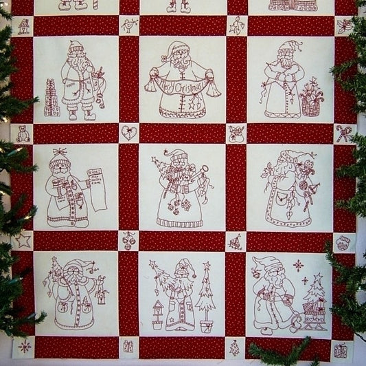 Here Comes Santa Quilt - Hand Embroidery Pattern - Shipped