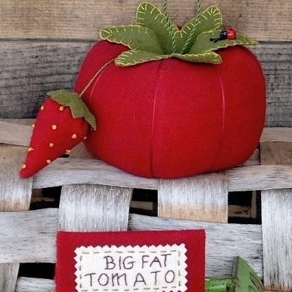 BIG FAT Tomato Pin Cushion - Wool Applique Pattern - Shipped