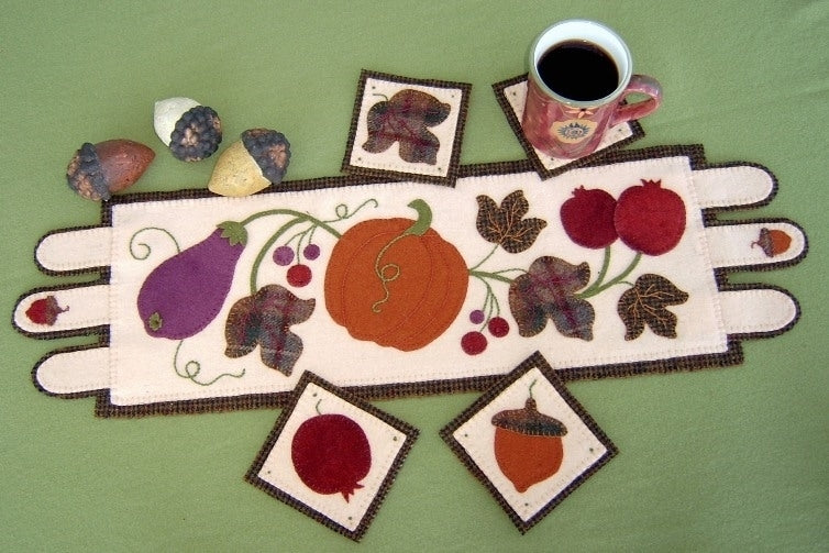 Harvest Bounty Table Runner - Wool Applique Pattern - Shipped