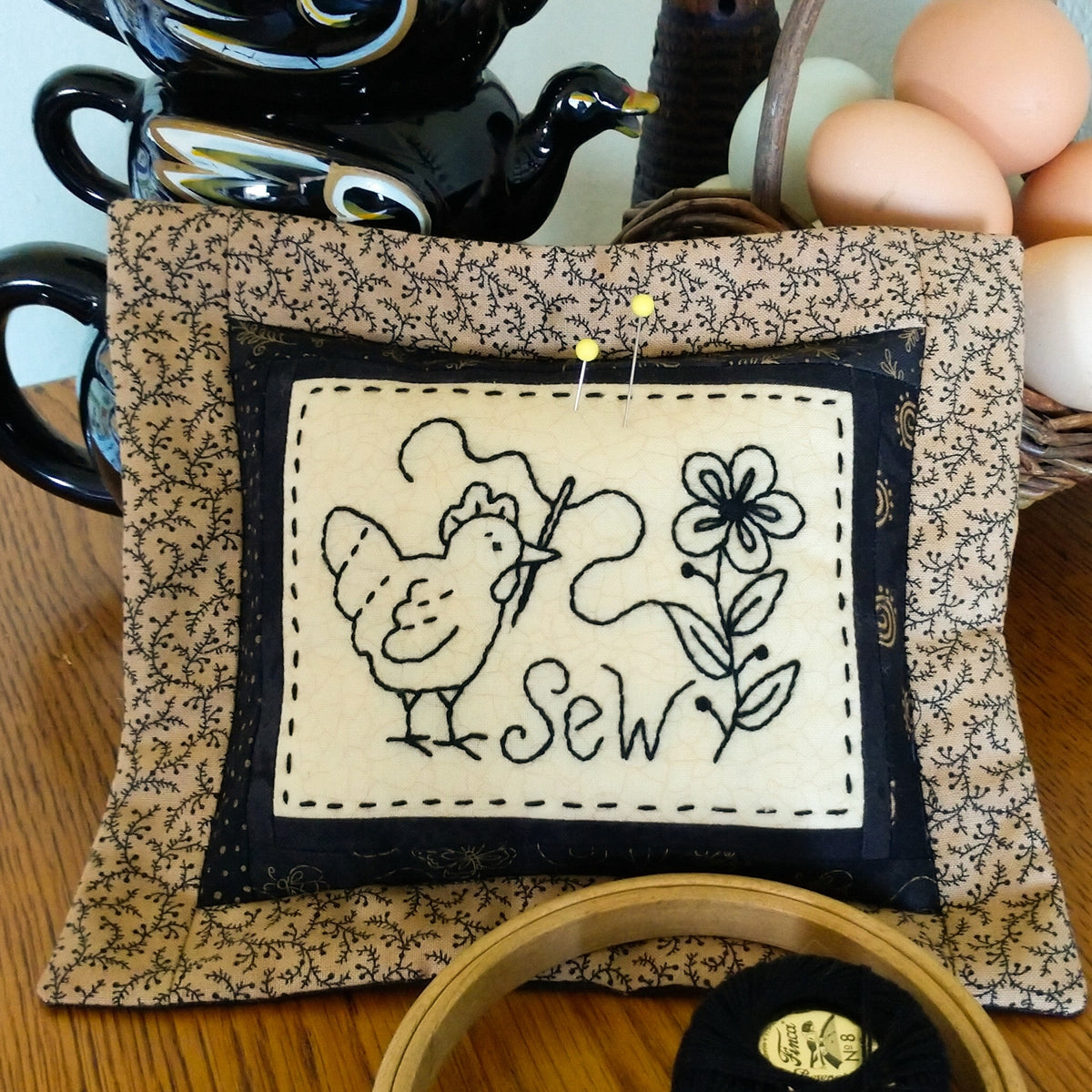 Sew Blackwork Pin Cushion - Hand Embroidery Pattern - Download