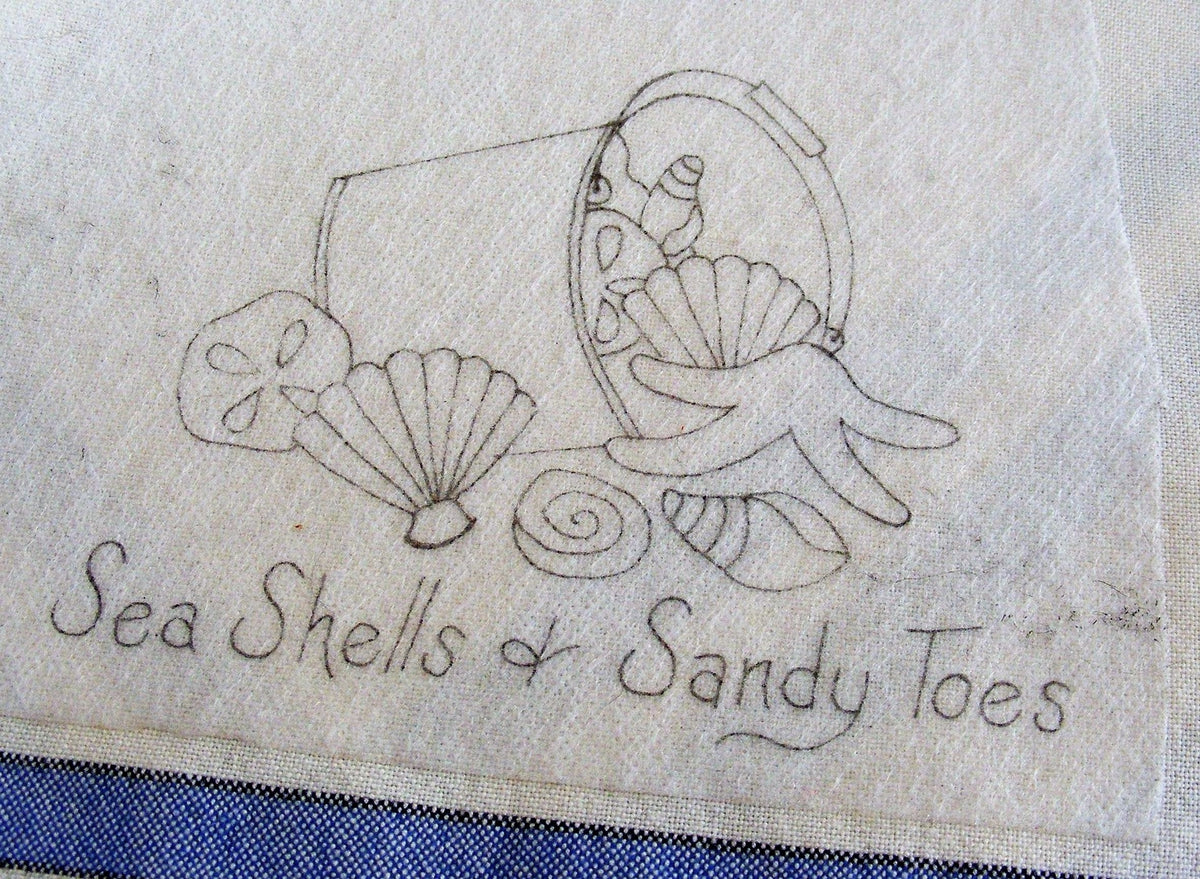 Summer Seashells Tea Towel - Hand Embroidery Pattern - Download