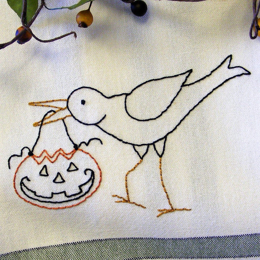 Trick or Treat Crow - Hand Embroidery Pattern - Download
