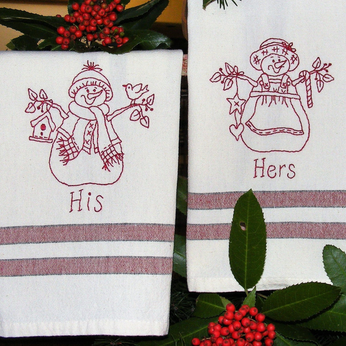 "His & Hers" Snow People - Hand Embroidery Pattern - Download