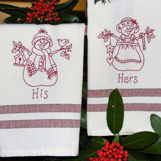 "His & Hers" Snow People - Hand Embroidery Pattern - Download