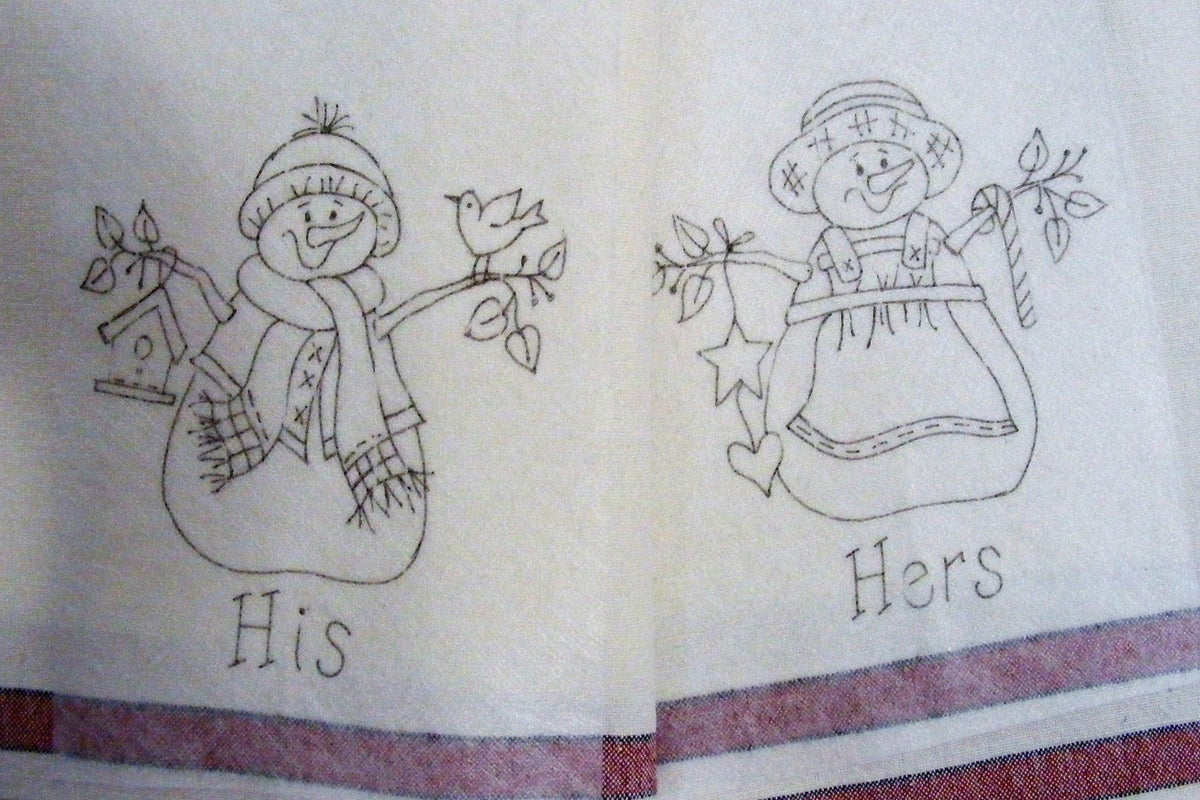 "His & Hers" Snow People - Hand Embroidery Pattern - Download