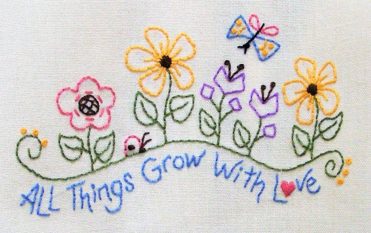 All Things Grow With Love - Hand Embroidery Pattern - Download