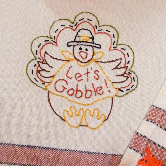 Let's Gobble Thanksgiving - Hand Embroidery Pattern - Download