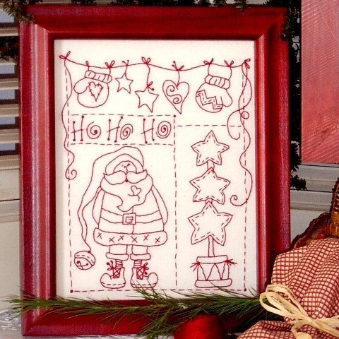 Ho Ho Ho Santa Redwork - Hand Embroidery Pattern - Download