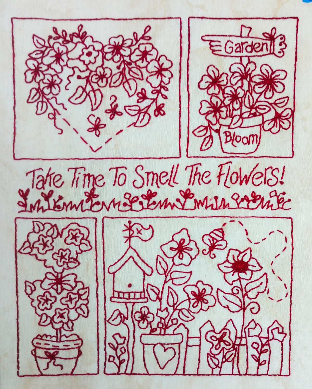 Take Time to Smell the Flowers - Hand Embroidery Pattern - Download
