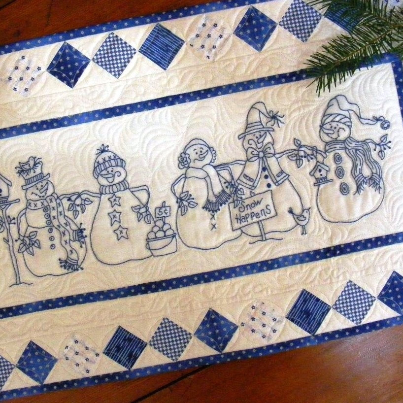 Snow Happens! Table Runner - Hand Embroidery Pattern - Shipped