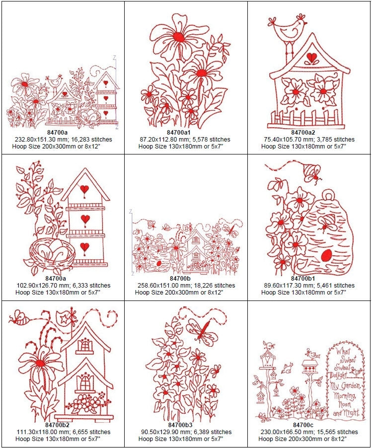 Birdhouse Garden - Machine Embroidery Pattern - Shipped