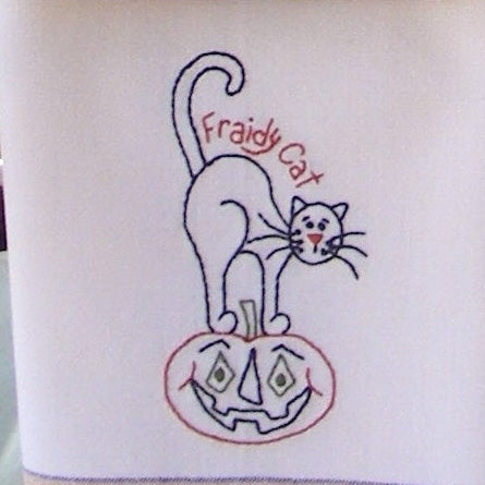 Happy Halloween Tea Towels - Hand Embroidery Pattern - Shipped
