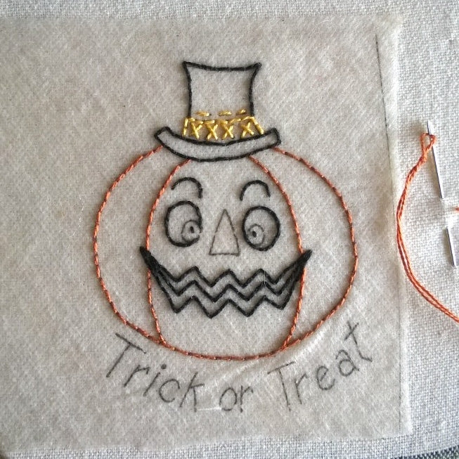 Happy Halloween Tea Towels - Hand Embroidery Pattern - Shipped