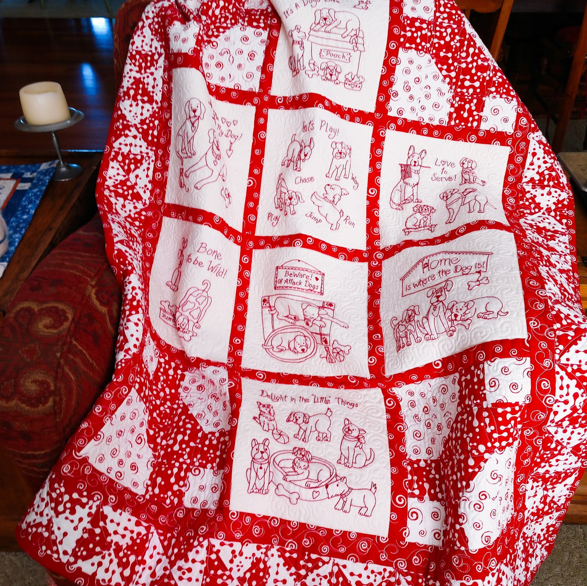 It's A Dog's Life Quilt - Hand Embroidery Pattern - Shipped