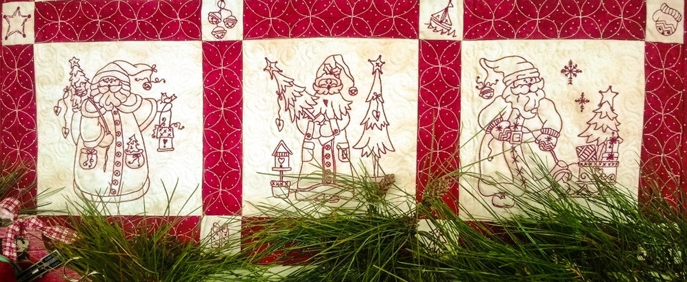 Here Comes Santa Quilt - Hand Embroidery Pattern - Shipped