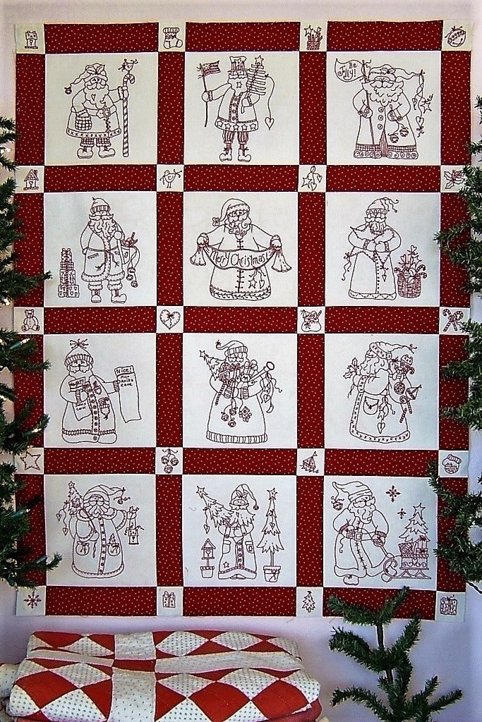 Here Comes Santa Quilt - Hand Embroidery Pattern - Shipped
