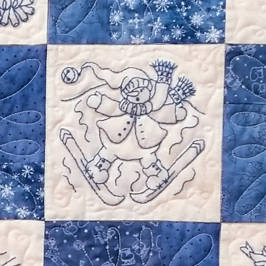 Frolicking Roly-Poly Snowmen Quilt - Machine Embroidery Pattern - Download