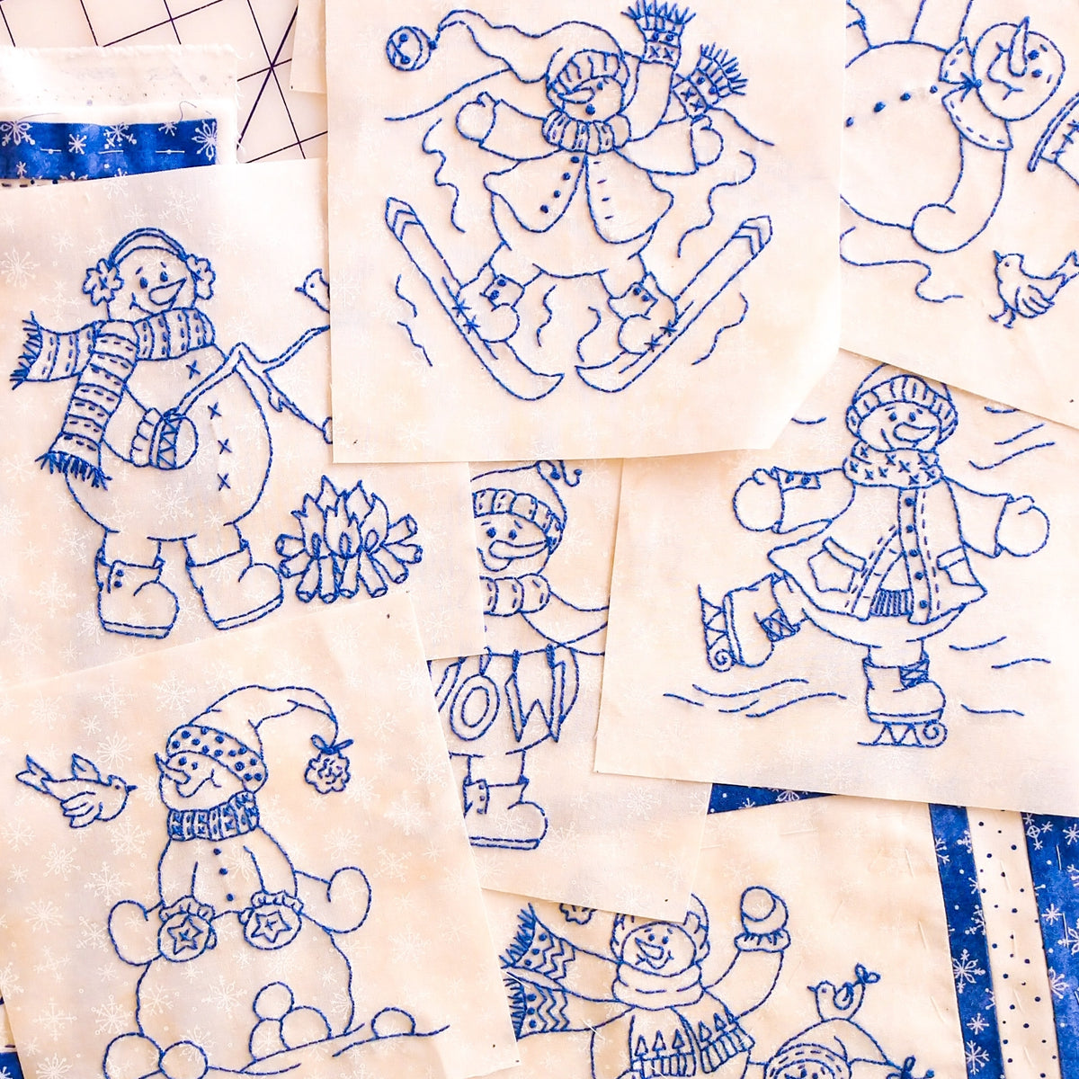 Frolicking Roly-Poly Snowmen Quilt - Machine Embroidery Pattern - Download
