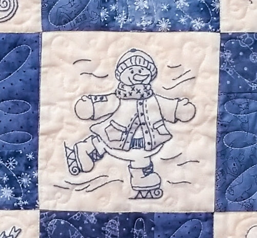 Frolicking Roly-Poly Snowmen Quilt - Machine Embroidery Pattern - Download