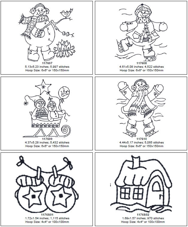 Frolicking Roly-Poly Snowmen Quilt - Machine Embroidery Pattern - Download