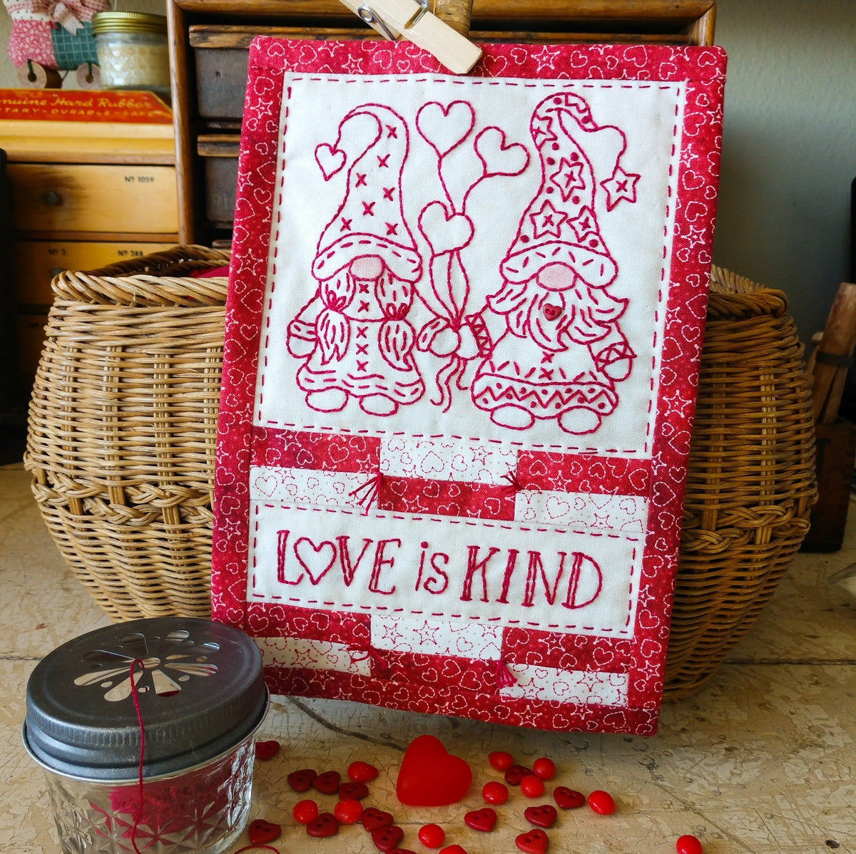 Gnomes In Love - Hand Embroidery Pattern - Shipped