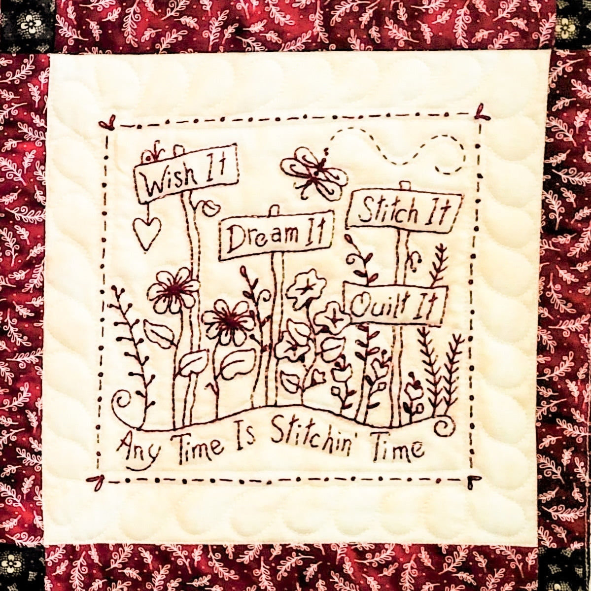 Stitchin' Wisdom Quilt - Hand Embroidery Pattern - Shipped