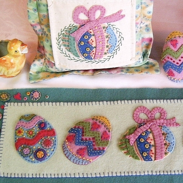 Eggs on Parade Table Runner - Wool Applique Pattern - Shipped