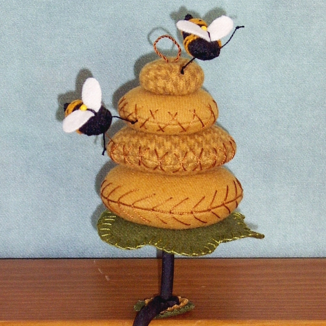 Bee Skep Make-Do - Wool Applique Pattern - Shipped